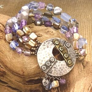 Silpada Sterling Silver Stonecrafters Mixed Materials Bracelet B2223